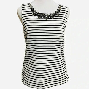 J.Crew jeweled neck sleeveless striped top XS